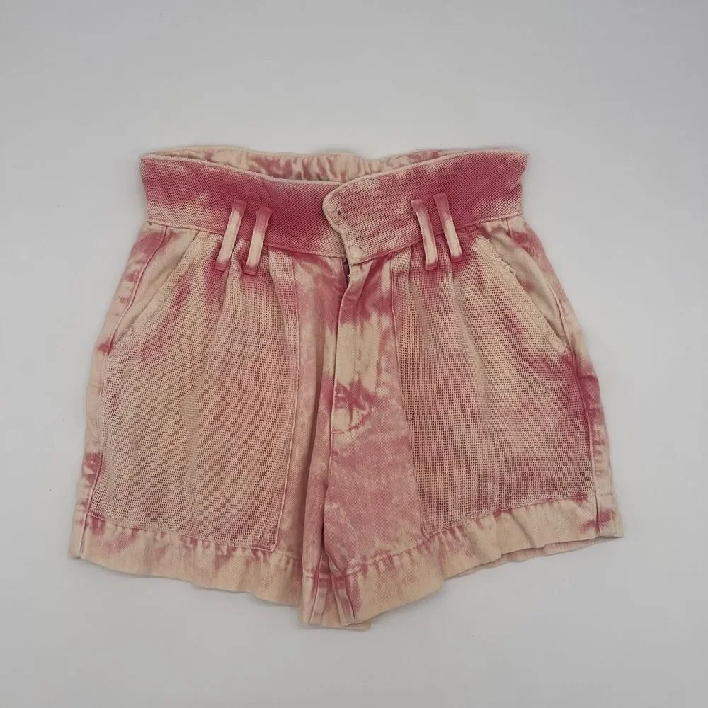Free People Pink Acid Wash Shorts